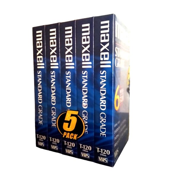 Lot of 5 Maxell T-120 Standard Grade 6 Hour Blank VHS VCR Video Tapes NEW Sealed - Picture 3 of 7